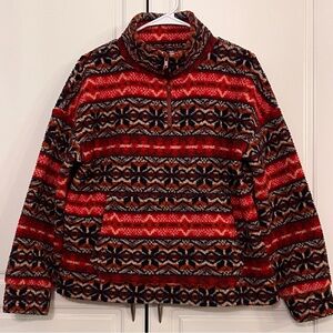 American Eagle Outfitters 1/4 Zip Sherpa Pullover, Fair Isle Print - Size XS